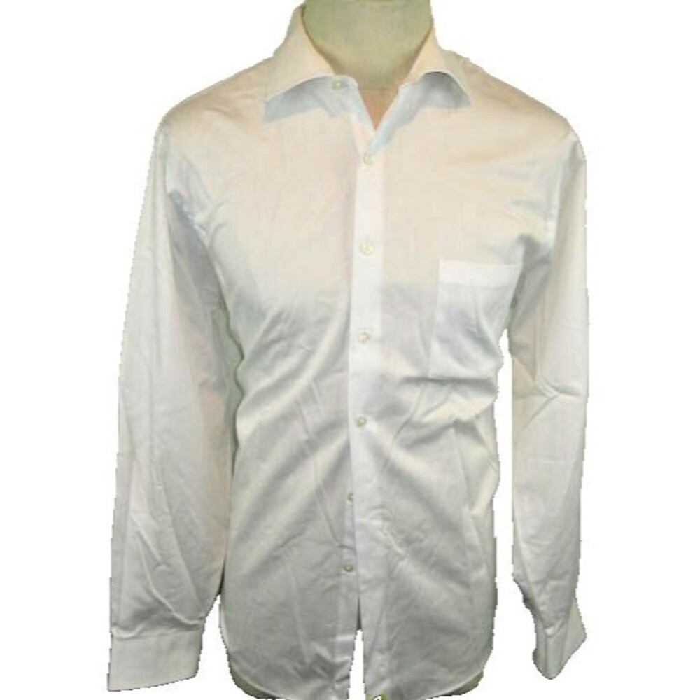 Mens Van Heusen White Cotton Blend LS Casual Shirt sz 16x34/35